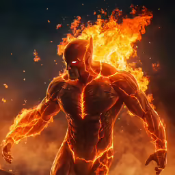 a person in a body suit and fire