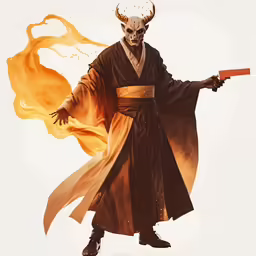a drawing of a samurai holding a gun