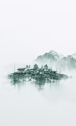 a photo in black and white of a snow covered town