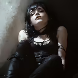 woman wearing leather pants with one hand on the hip