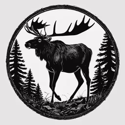 a moose that is standing in the forest,a moose in the middle of some trees and grass