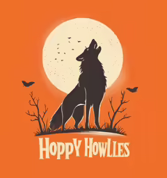 a dog sitting in the grass with a moon behind him