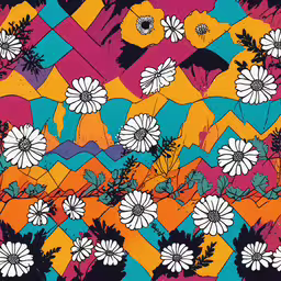 the colorful wallpaper has flowers and leaves on it,colorful flowers and leaves are arranged on an argyle - like cloth
