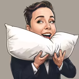 an artistic painting of a man holding a pillow