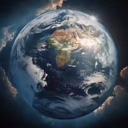 the earth from space showing the ocean and land surface