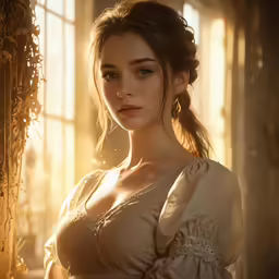 a girl in the image wearing white is posing for the camera