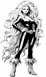 a drawing of a woman in black and white