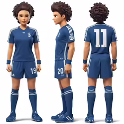 a female soccer player in various positions for a game