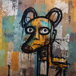 painting of an animal face painted on wall