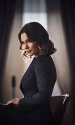 a woman is sitting down in an empty room