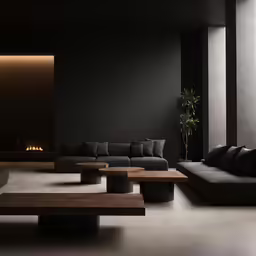 there is a sofa and a table in a room