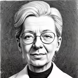 a woman with glasses and white shirt on