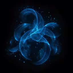 the swirl of blue circles against a black background