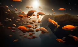 an abstract image of many small fish in the sea