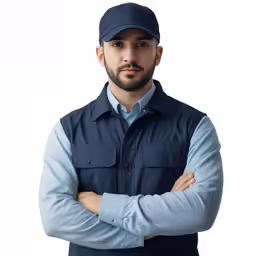 man in a work uniform poses for a portrait