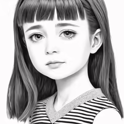 a cartoon character with long hair and bangs