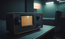 the old television is still on its stand
