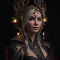 a woman in the middle of the night with glowing silver hair
