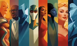 a collage of people in different colored images