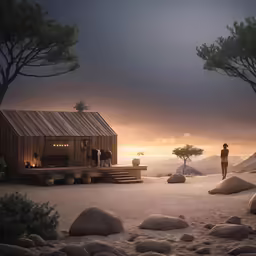 a picture of a small building on top of rocks