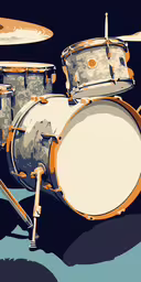 an image of drum sets on a blue background,a digital painting of a drum and cycscope