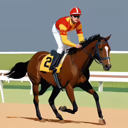 a drawing of the horse running down a track