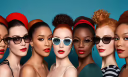 a group of women in retro style sunglasses