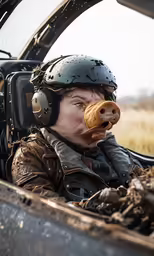 a pilot looking out the cockpit of a military plane