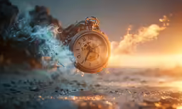 a burning clock in the middle of the night