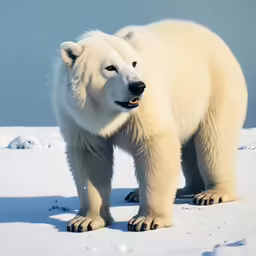 a large polar bear stands in the snow