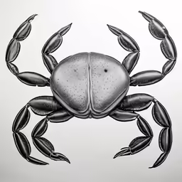 a drawing of a crab in black ink on white paper
