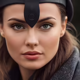 an artistic portrait of a woman with a hat on her head