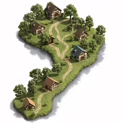 a small island with a house and some trees