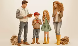 a family reading an item together to a child