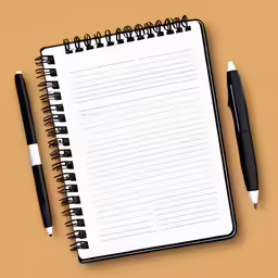 a blank notepad is placed on top of a brown desk