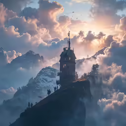 a sky with clouds above a mountain side