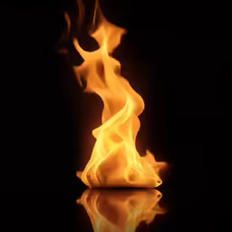 the fire on a black surface