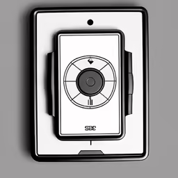 a wall switch with an empty black and white box