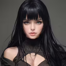 an attractive young woman wearing a black outfit