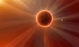 the solar corona captured from saturn with a bright lens