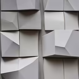 folded cubes made of light gray cardboard