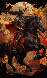 this is an image of a man riding on the back of a horse