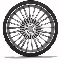 an aluminum wheel on a white background