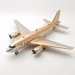 an airplane is sitting in the air on the table