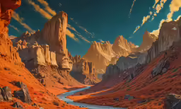 there are mountains and some very bright colors