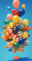 a bunch of balloons being released into the air
