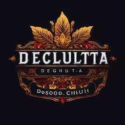 a logo for the declulta delta,the name of decultta dephuta with a floral theme on the black background