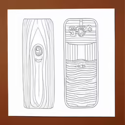 a drawing of skateboards on a brown board