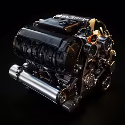 the engine on a car that is built into a track