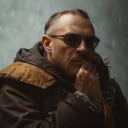 an older man in black sunglasses looking down